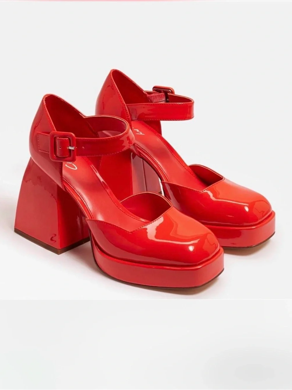 Circus Ivy by Sam Edelman Red Patent Platform Mary Jane Heels with Ankle Strap 8